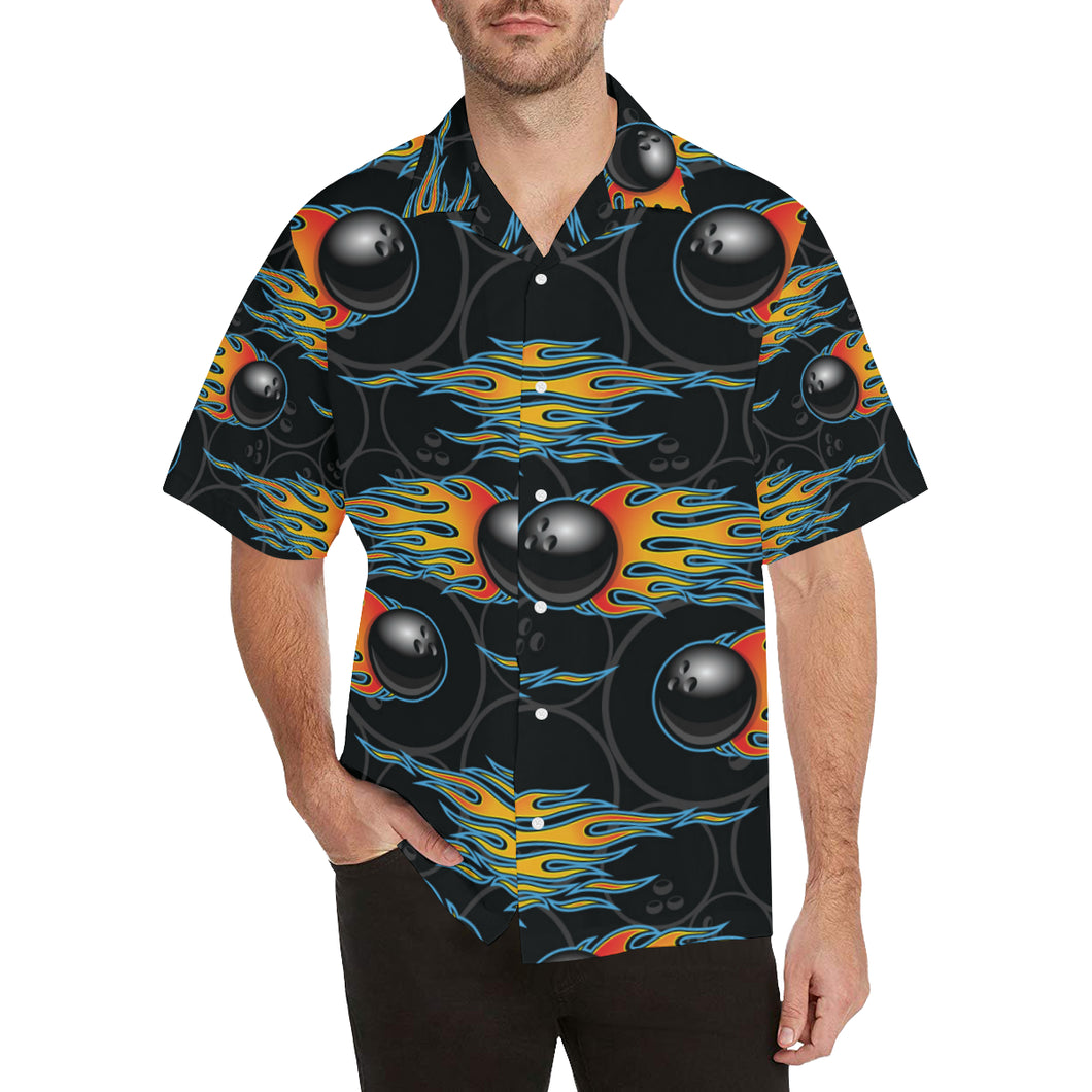 Bowling balls flame pattern Men's All Over Print Hawaiian Shirt