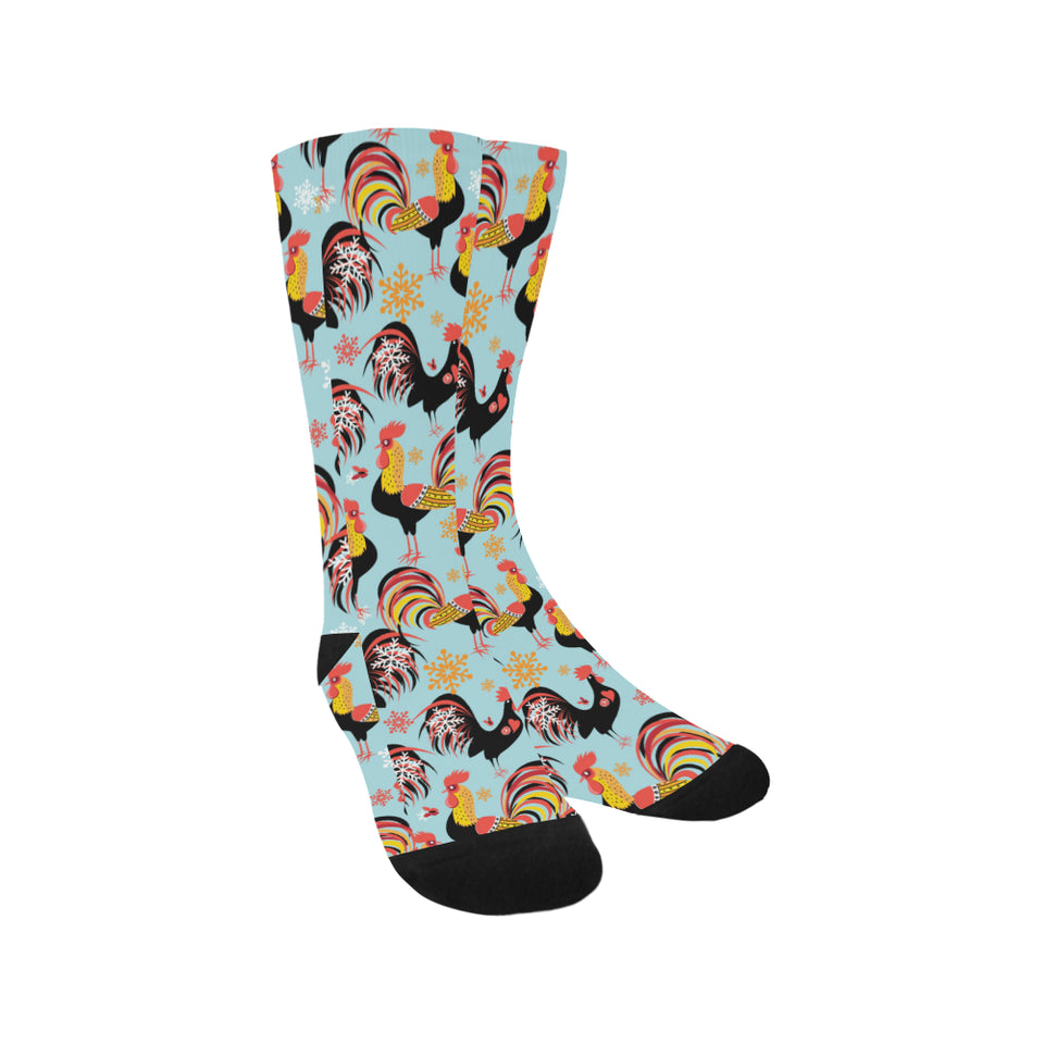 Rooster chicken cock snowfalke Crew Socks