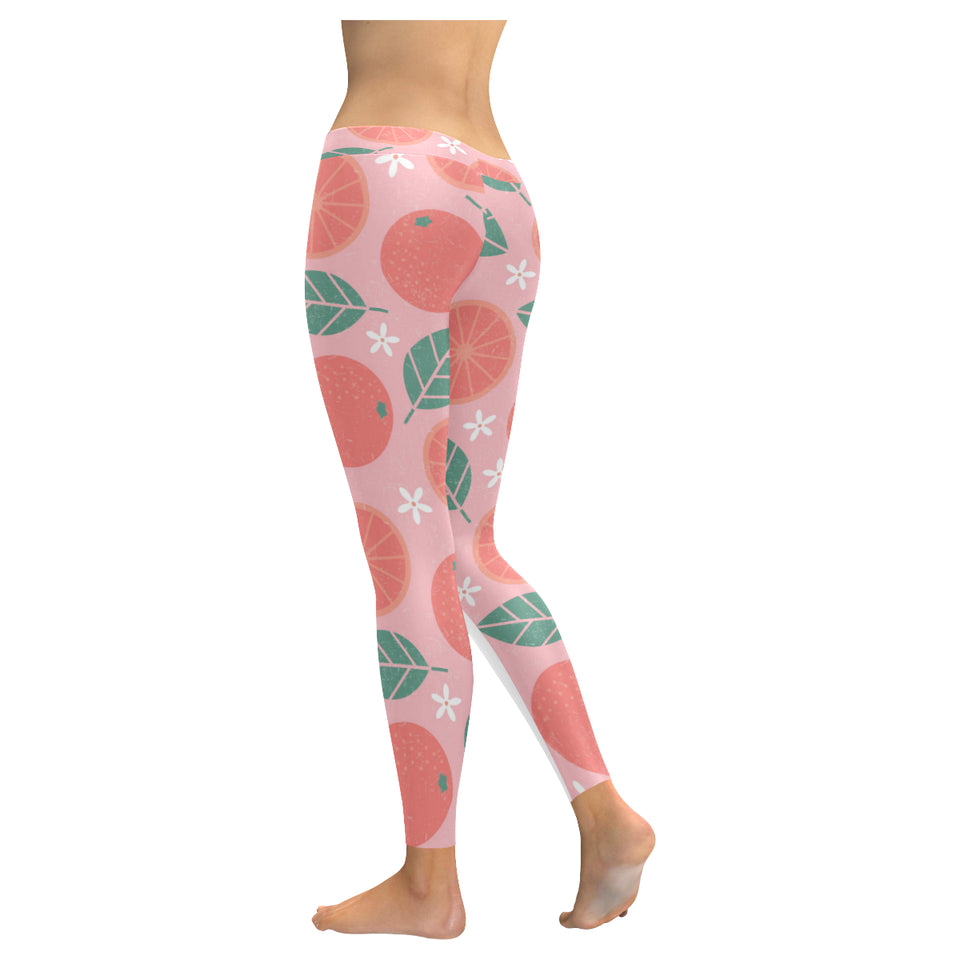 Grapefruit leaves flower pink background Women's Legging Fulfilled In US