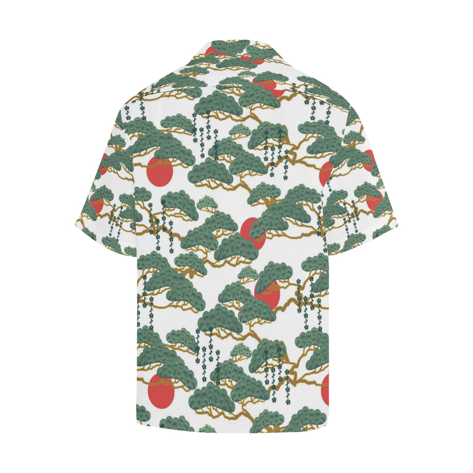 Bonsai red sun japanese pattern Men's All Over Print Hawaiian Shirt