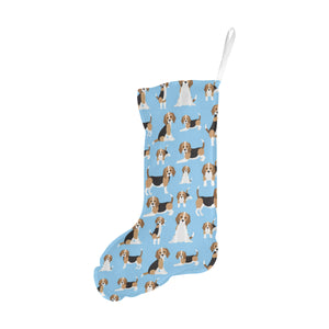 Beagle dog blue background pattern Christmas Stocking