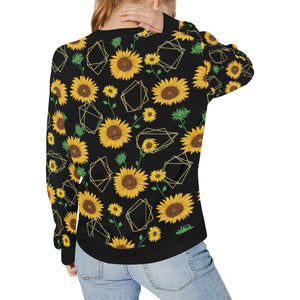 sunflower golden polygonal shapes Women's Crew Neck Sweatshirt