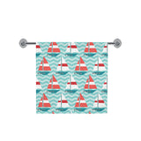 Red White sailboat wave background Bath Towel
