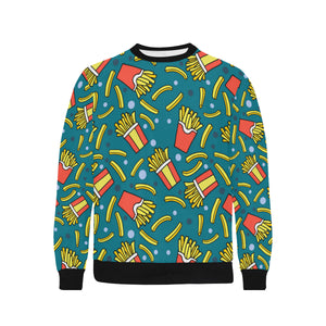 French fries red paper box pattern Men's Crew Neck Sweatshirt