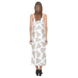Hand drawn pizza pattern V-Neck Open Fork Long Dress