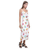 Cake cupcake design pattern V-Neck Open Fork Long Dress