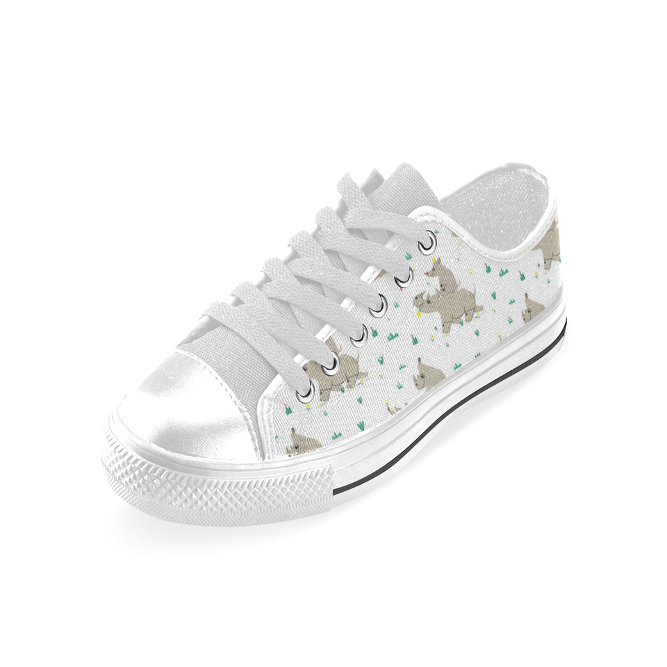 Cute Rhino pattern background Men's Low Top Shoes White