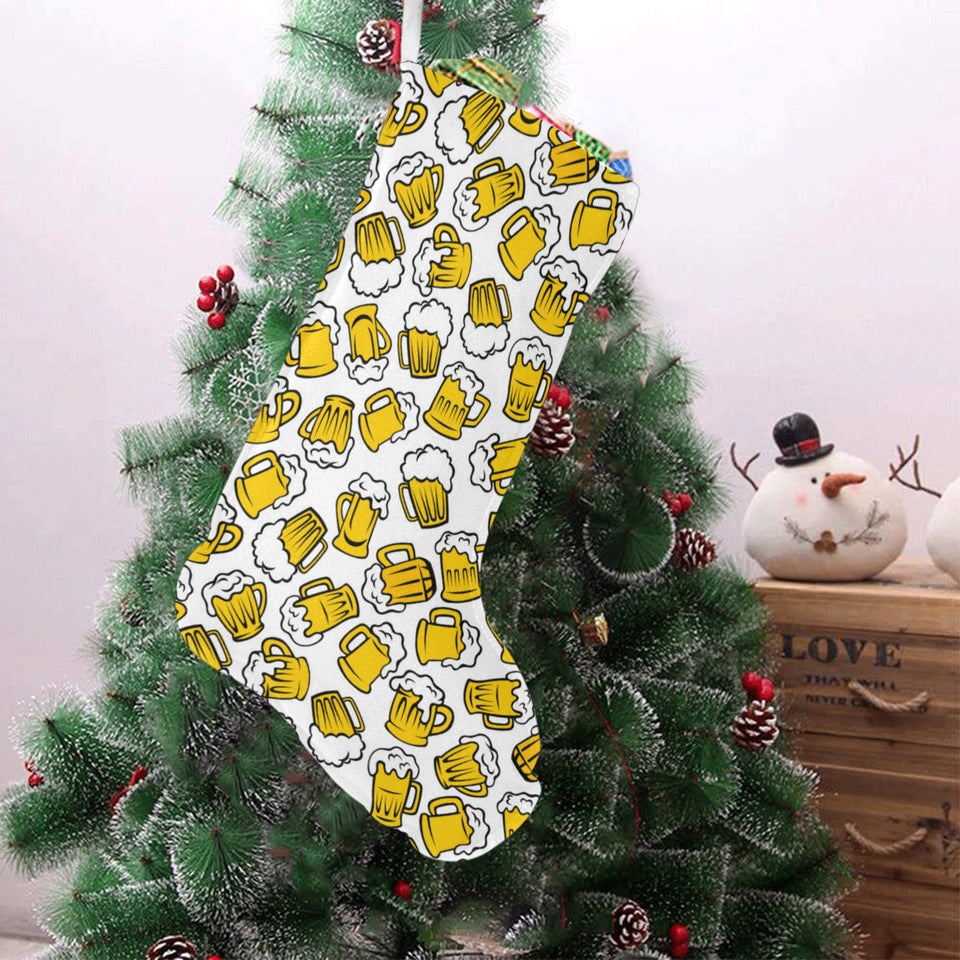 Beer design pattern Christmas Stocking