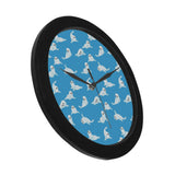 Cute sea lion seal pattern background Elegant Black Wall Clock