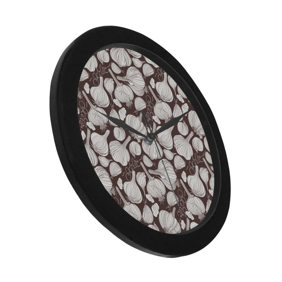 Garlic bulb dark background Elegant Black Wall Clock