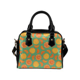 orange fruit pattern green background Shoulder Handbag