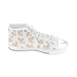 shiba inu dog pattern Men's High Top Canvas Shoes White