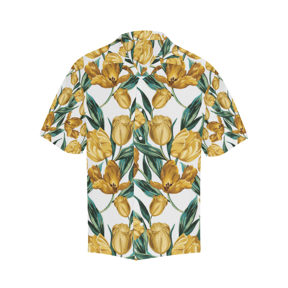 yellow tulips pattern Men's All Over Print Hawaiian Shirt