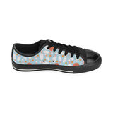 Bowling ball bowling pins blue blackground Men's Low Top Canvas Shoes Black