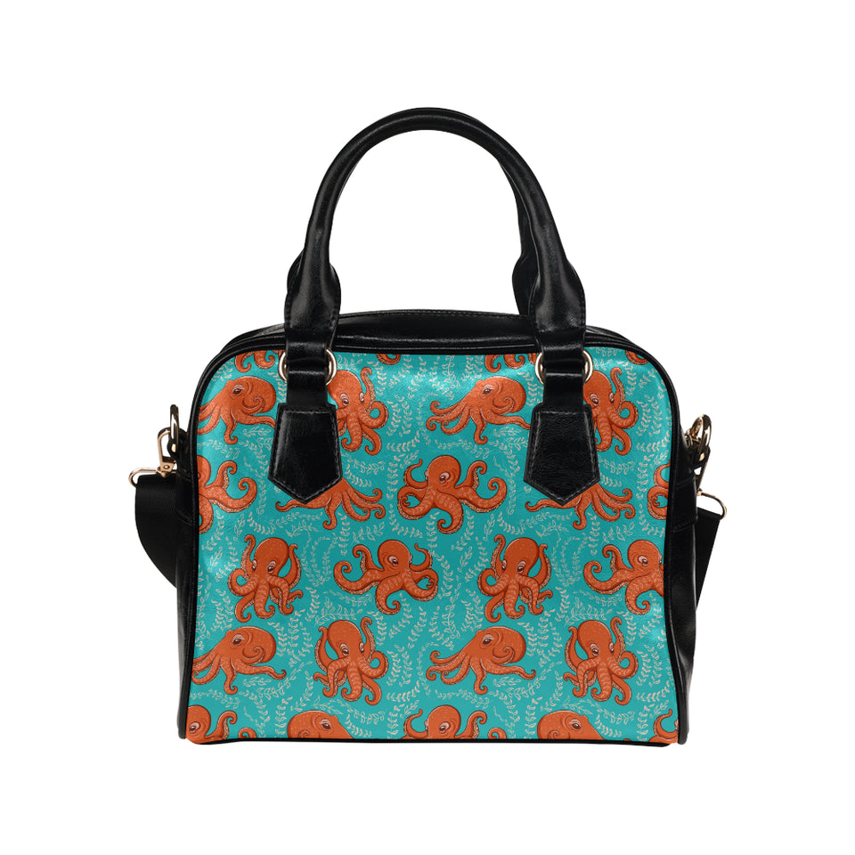 Octopus turquoise background Shoulder Handbag