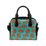 Octopus turquoise background Shoulder Handbag