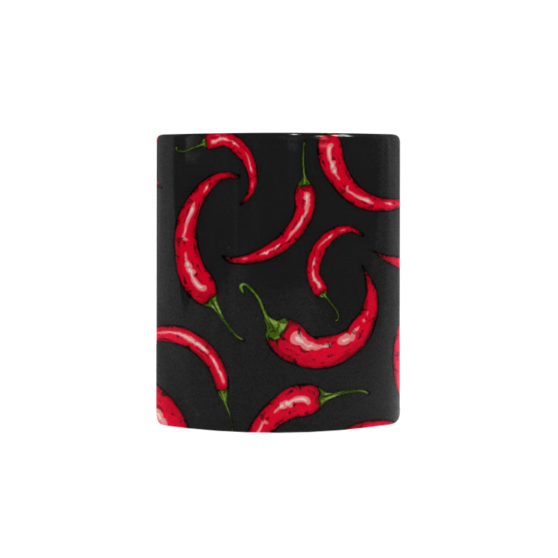 Chili peppers pattern black background Morphing Mug Heat Changing Mug