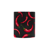 Chili peppers pattern black background Morphing Mug Heat Changing Mug