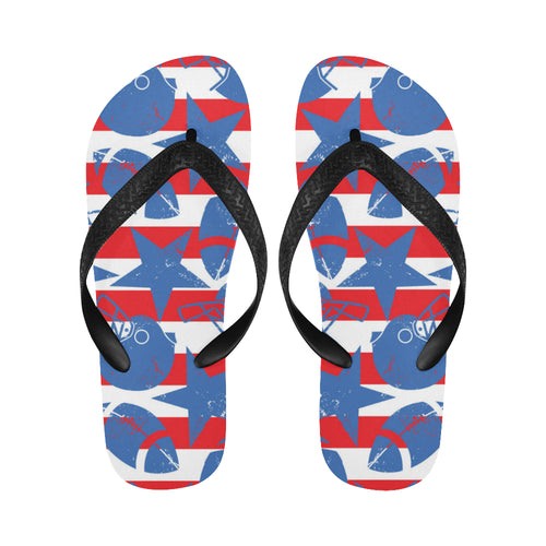 American football ball star stripes pattern Unisex Flip Flops