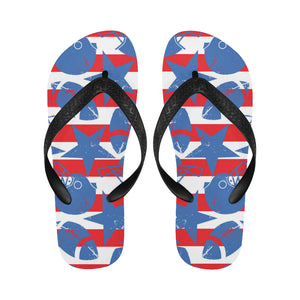 American football ball star stripes pattern Unisex Flip Flops