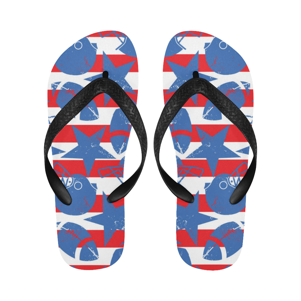 American football ball star stripes pattern Unisex Flip Flops