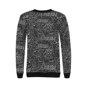 Handwritten cheese pattern Women's Crew Neck Sweatshirt