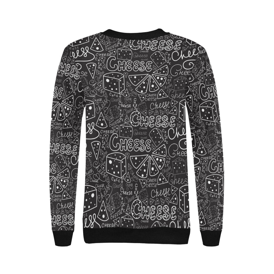 Handwritten cheese pattern Women's Crew Neck Sweatshirt