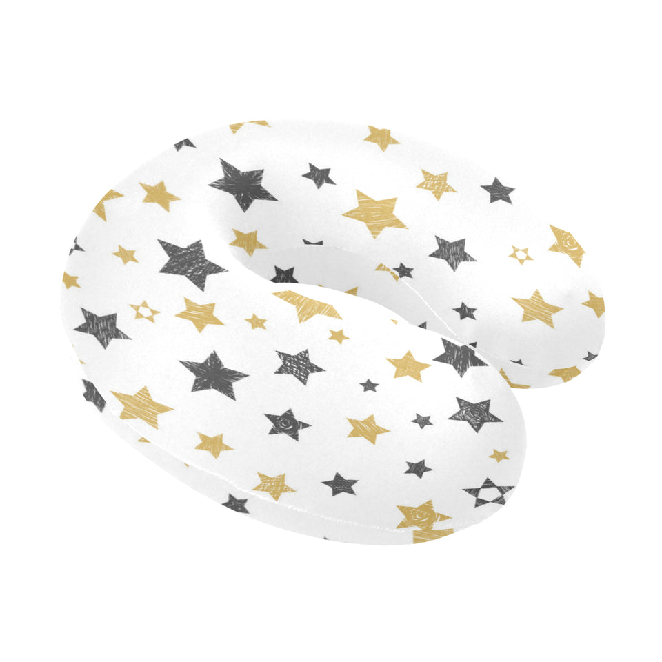hand drawn gold black star pattern U-Shaped Travel Neck Pillow