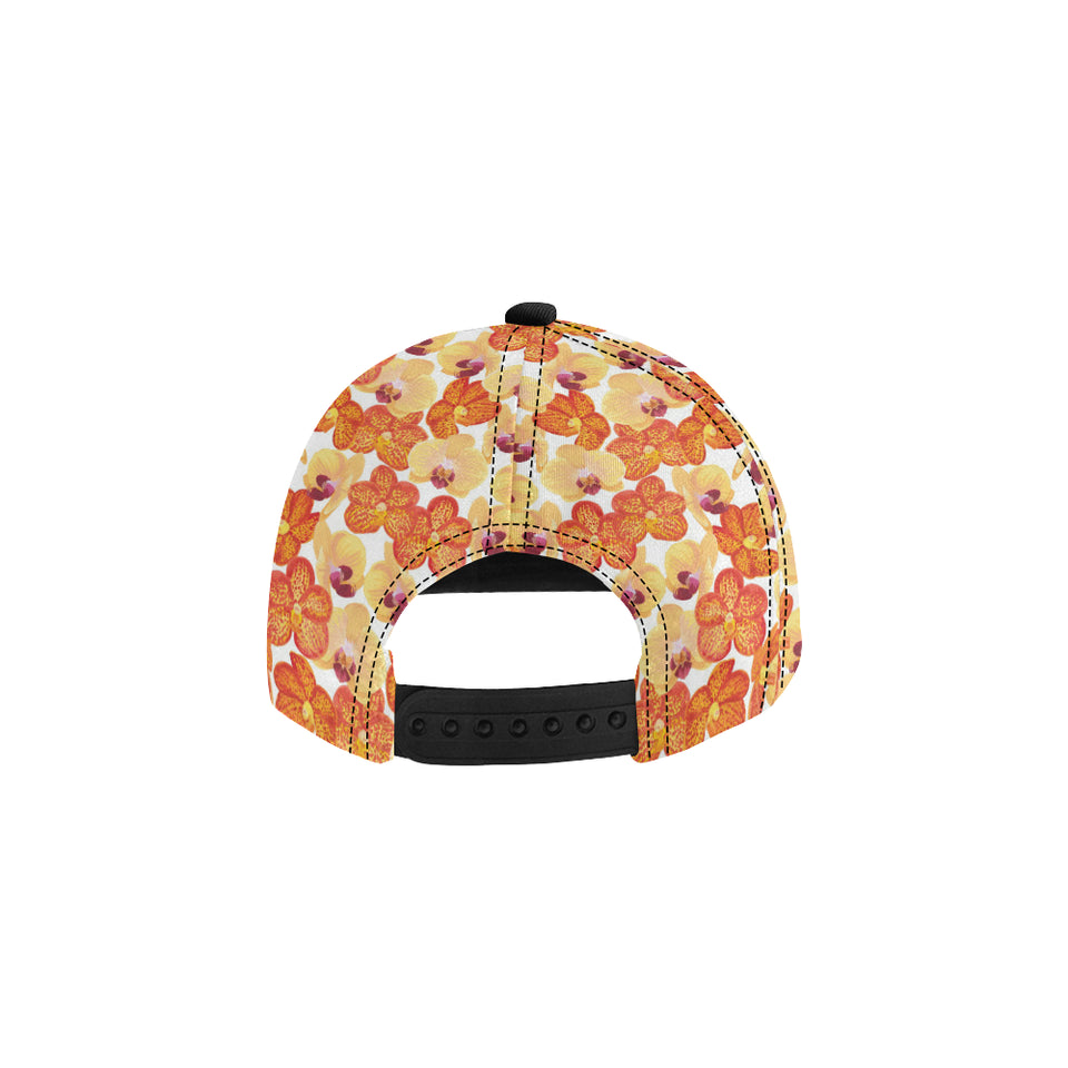 Orange yellow orchid flower pattern background All Over Print Snapback Cap