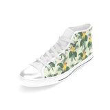 Beautiful parrot palm leaves pattern Women's High Top Canvas Shoes White