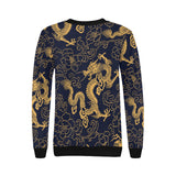 Gold dragon pattern Women's Crew Neck Sweatshirt