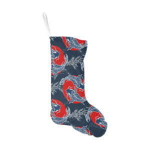 Koi Fish Carp Fishs hand drawn japanese art Christmas Stocking