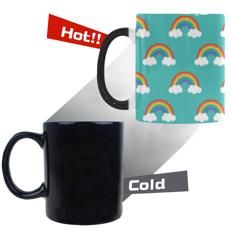 Rainbow pattern green background Morphing Mug Heat Changing Mug
