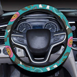 Boston terrier beautiful flower pattern Car Steering Wheel Cover
