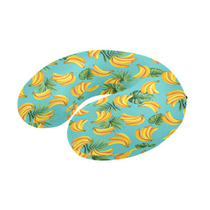 Banana Palm Leaves pattern background U-Shaped Travel Neck Pillow