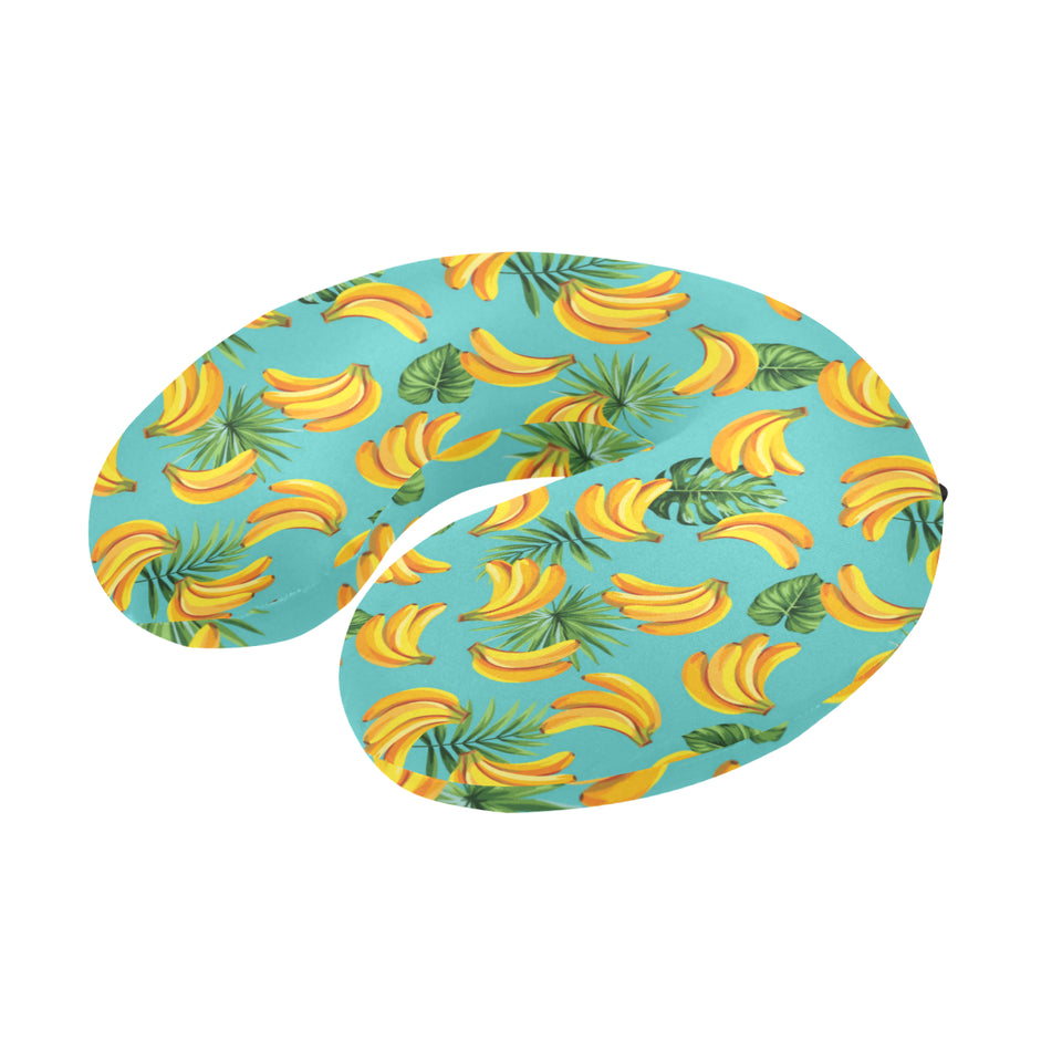 Banana Palm Leaves pattern background U-Shaped Travel Neck Pillow
