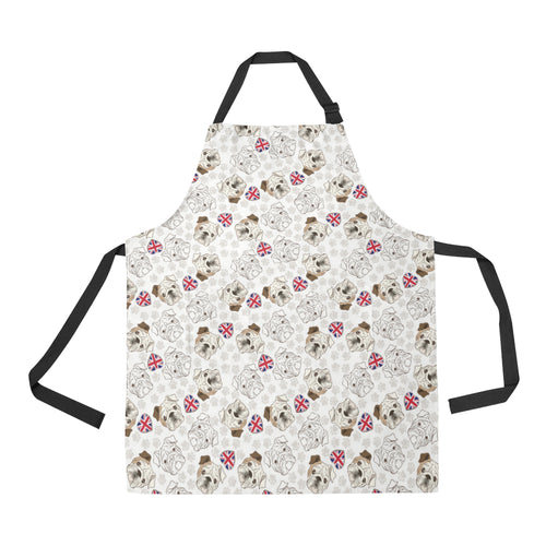 English Bulldog Pattern Print Design 01 All Over Print Adjustable Apron