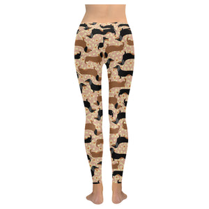 Dachshund floral background Women's Legging Fulfilled In US