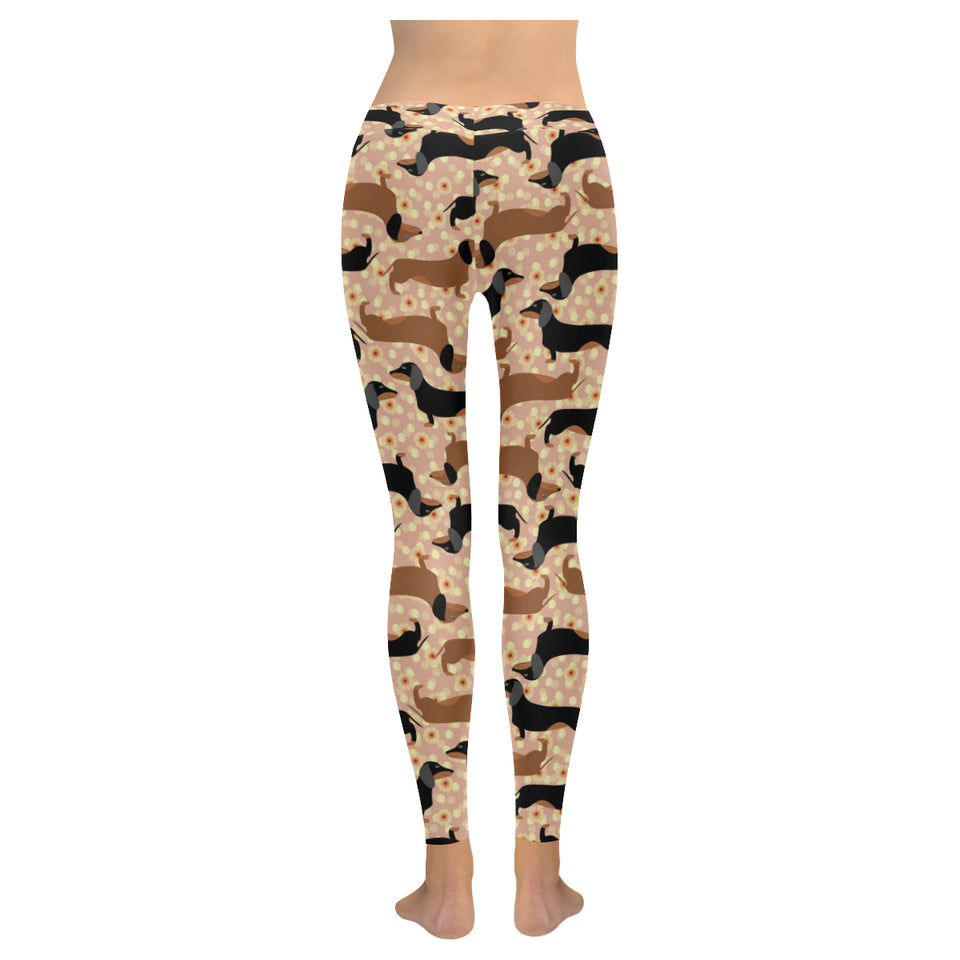 Dachshund floral background Women's Legging Fulfilled In US