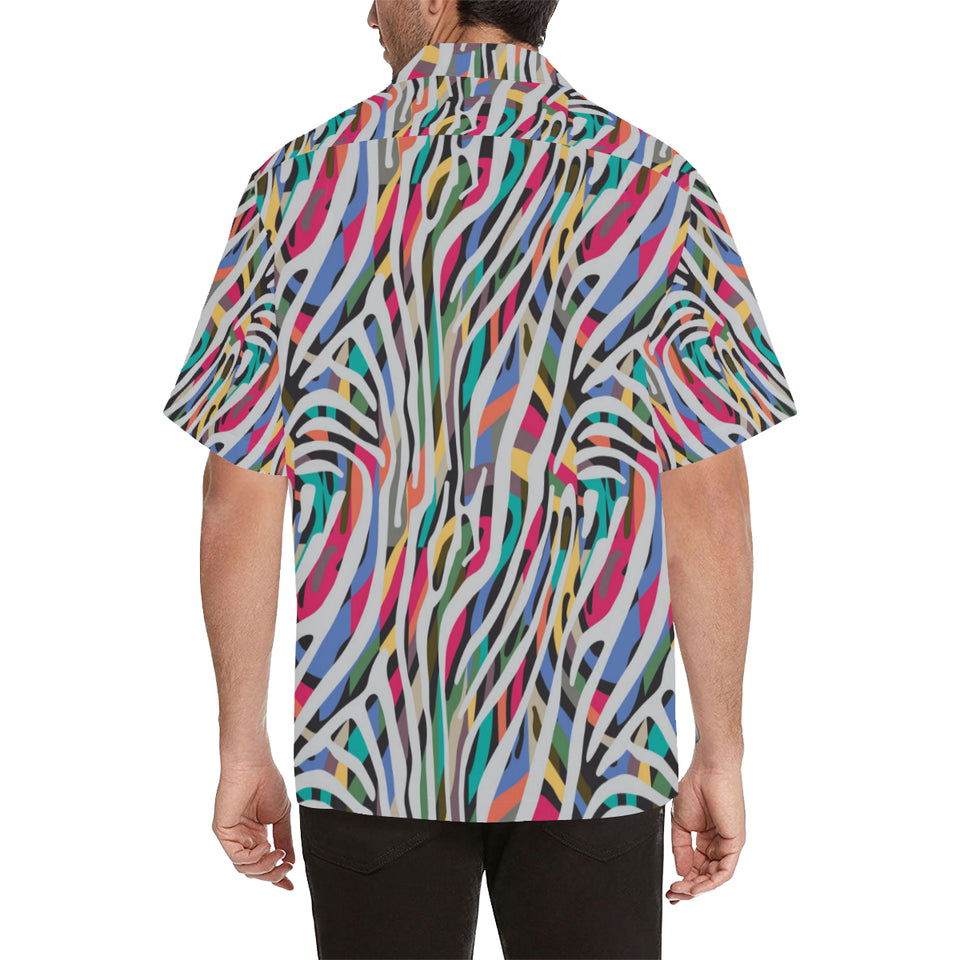 Colorful zebra skin pattern Men's All Over Print Hawaiian Shirt