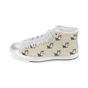 Cute Siberian Husky Women's High Top Canvas Shoes White