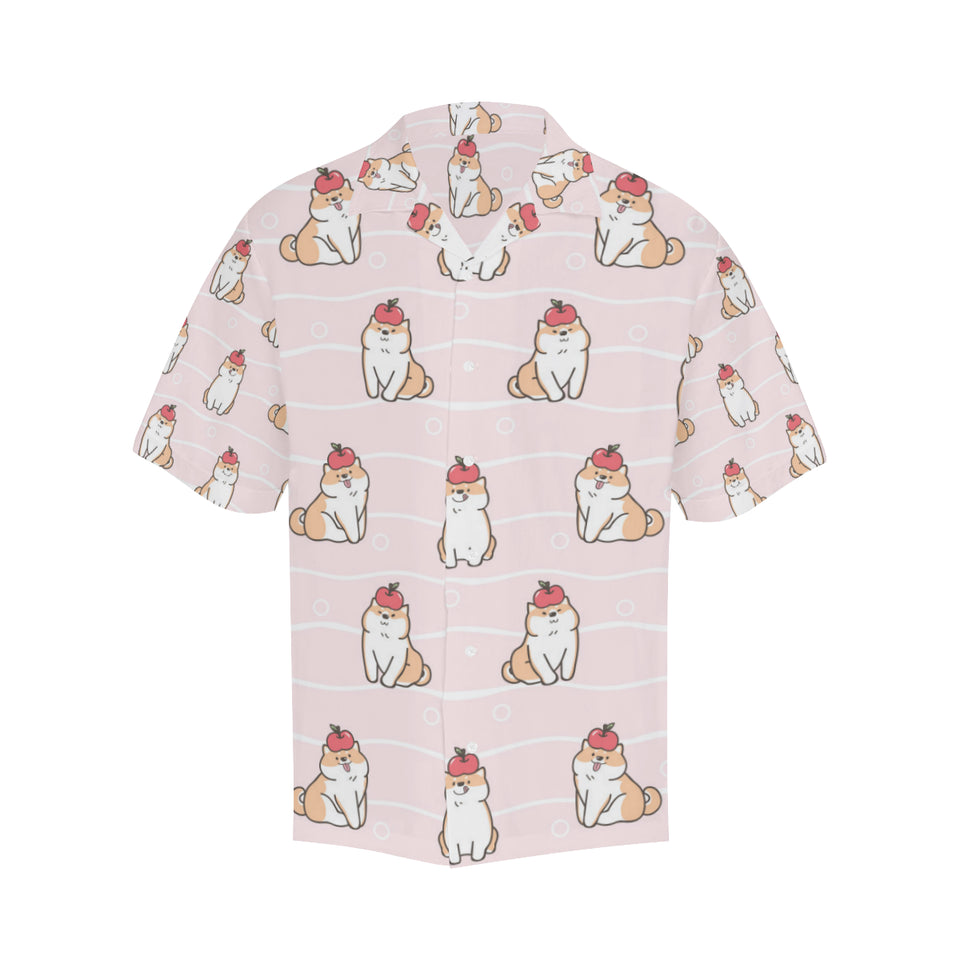 Cute Shiba Inu Dog Apple pattern Men's All Over Print Hawaiian Shirt