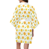 oranges leaves pattern Women's Short Kimono Robe