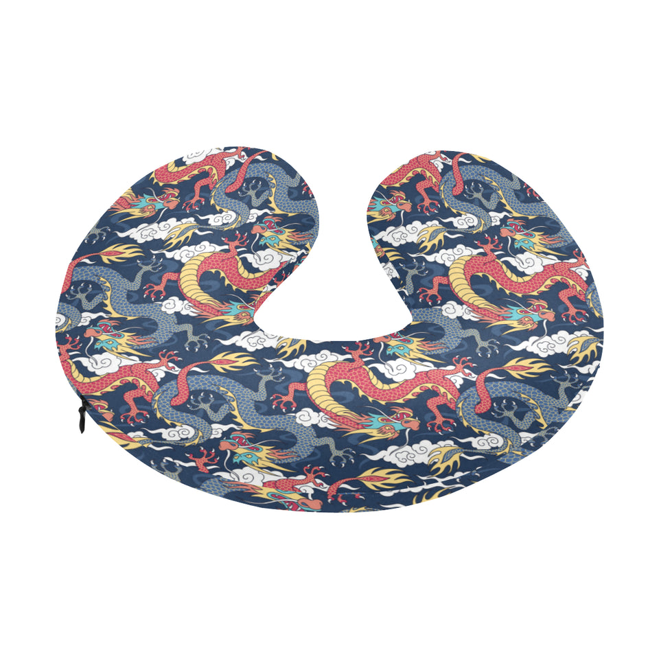 Blue red dragon cloud pattern U-Shaped Travel Neck Pillow