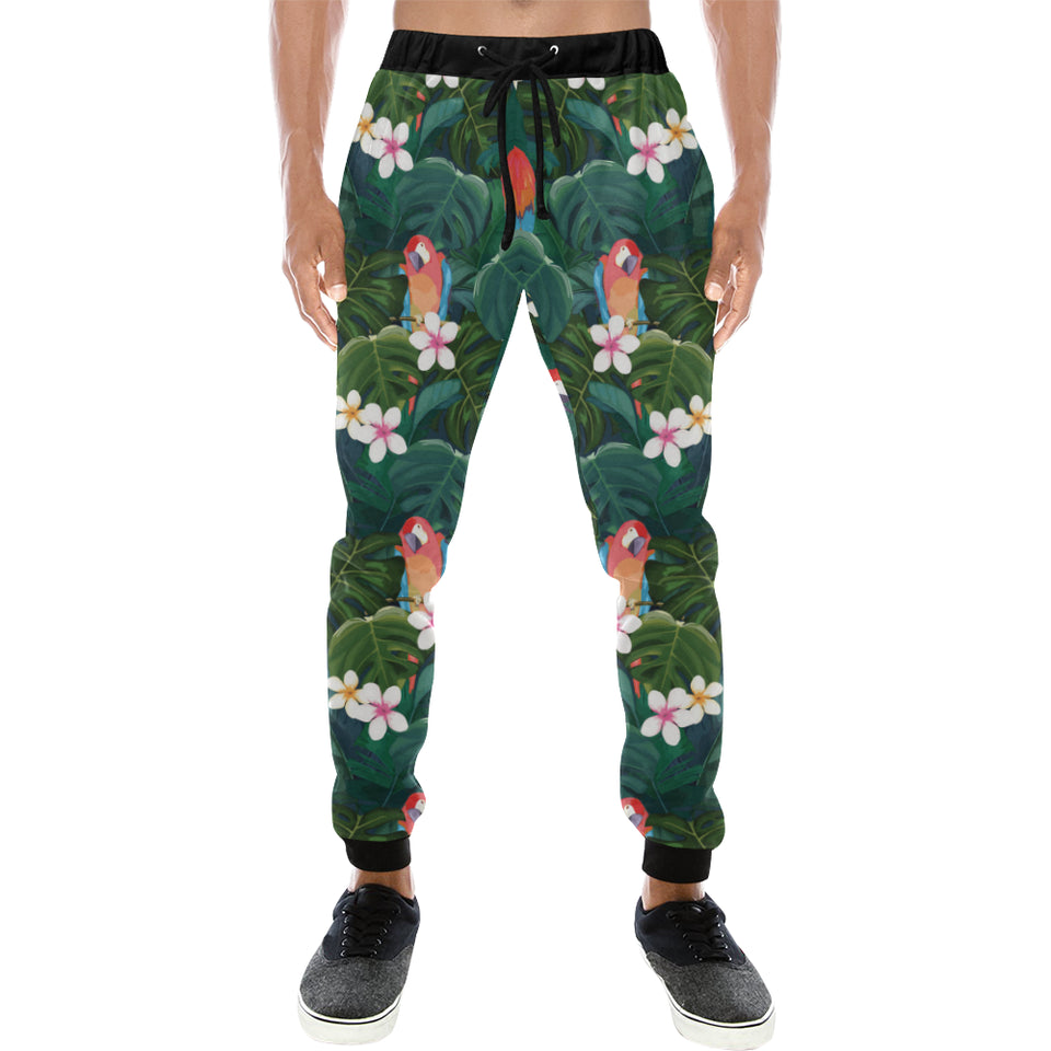 Parrot Palm tree leaves flower hibiscus pattern Unisex Casual Sweatpants
