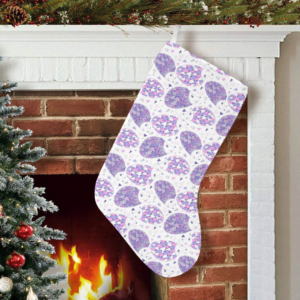 Hedgehog Pattern Print Design 05 Christmas Stocking