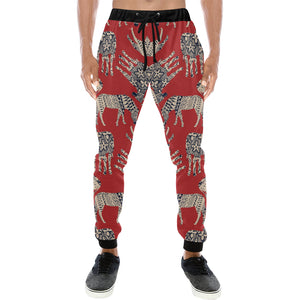 Zebra abstract red background Unisex Casual Sweatpants