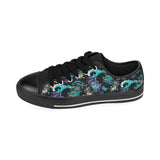 Dragon sea wave pattern Men's Low Top Canvas Shoes Black