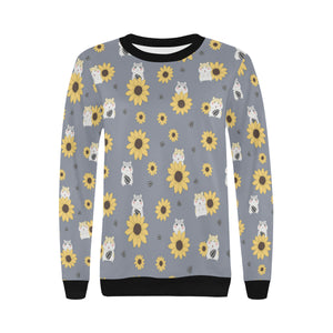 Cute hamster sunflower pattern background Women's Crew Neck Sweatshirt