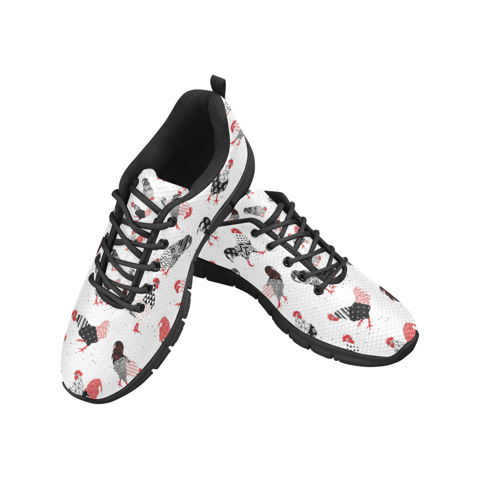 Cool rooster chicken cock floral ornament backgrou Women's Sneaker Shoes